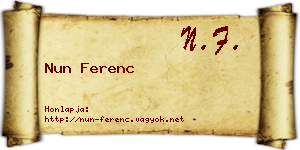 Nun Ferenc névjegykártya